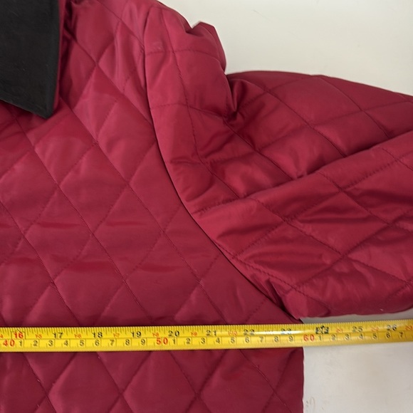 Vintage Carlisle maroon quilted barn jacket removable brown collar pockets - Picture 14 of 16